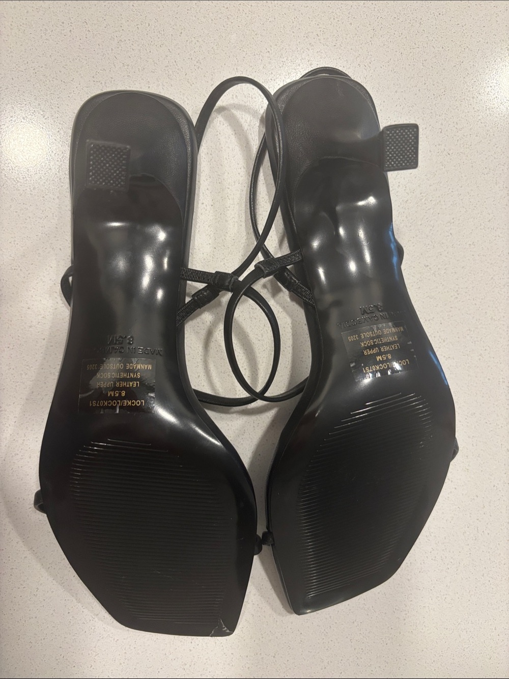 Steve Madden Black Strappy Square-Toe Heels - Picture 7 of 7